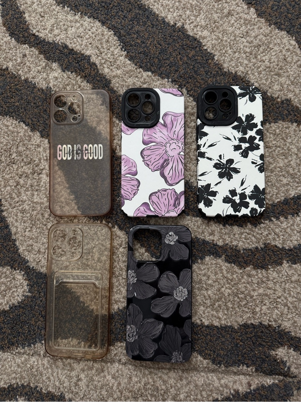 Clear and Floral iPhone Protective Cases - Black, White, Pink, Brown